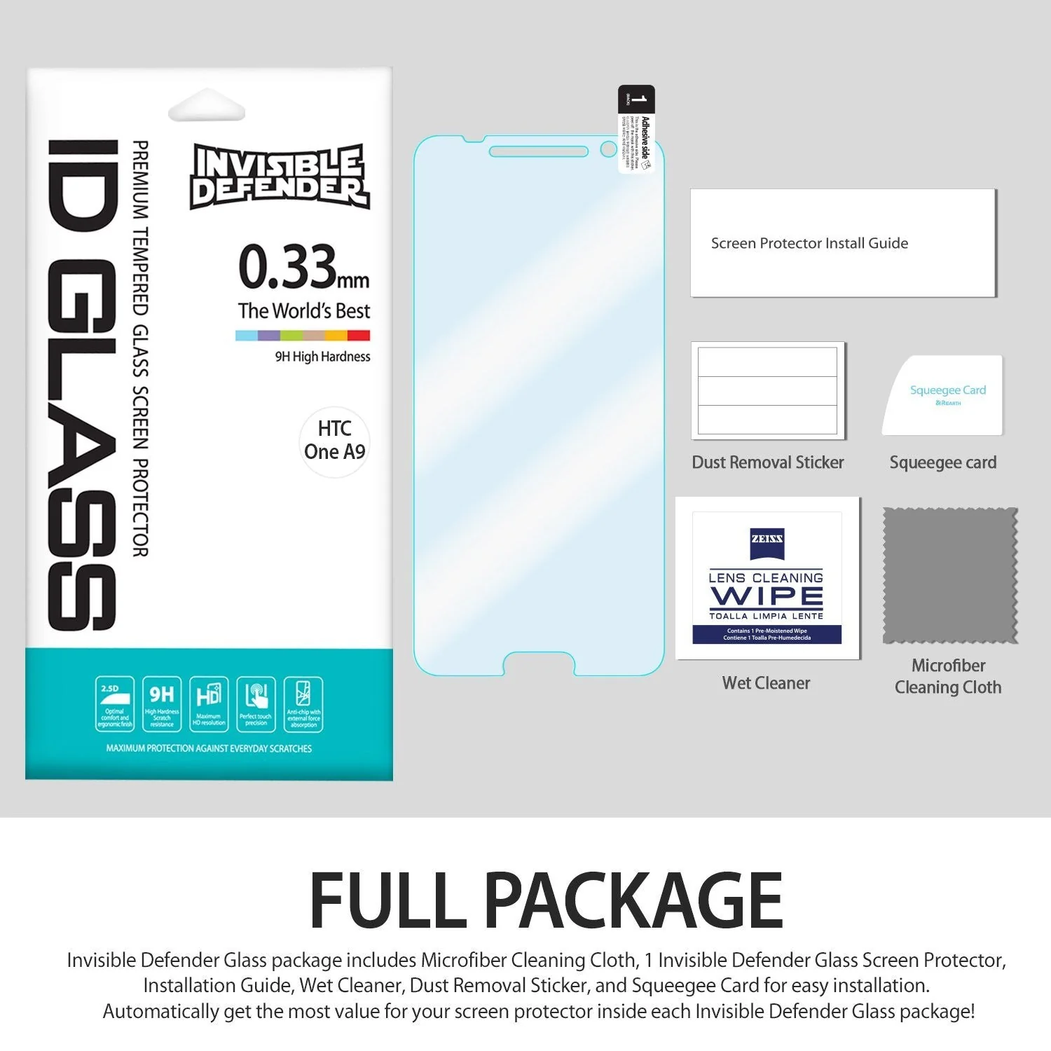 HTC One A9 Screen Protector | Invisible Defender Glass - Image 9